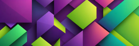 Cubist Shapes in Purple and Lime greenの素材