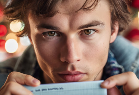 An intense man focused on a board game. The strategic moment is captured in a home setting.の素材