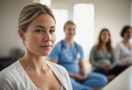 Patient listening attentively to medical professionals during a healthcare session, indicating a collaborative treatment approach.の素材