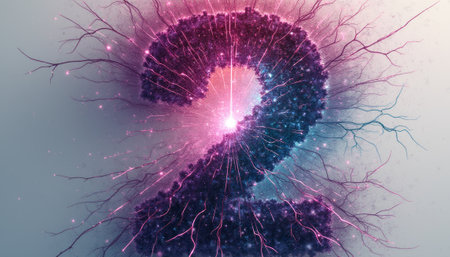 A striking representation of the number two, radiating with vibrant colors and energy bursts that create a sense of movement and excitement. This visually captivating image symbolizes duality and connection, making it perfect for themes of partnership and collaboration.の素材