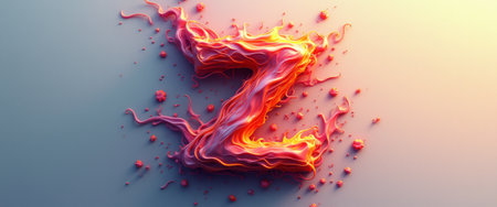 A striking letter Z emerges from a backdrop of soft gradients, enveloped in vibrant, swirling flames that dance with energy. This captivating design combines bold colors and fluid shapes, creating a sense of movement and excitement that draws the viewer in.の素材