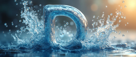A stunning splash of crystal-clear water captures the letter D, creating a mesmerizing visual effect. The interplay of light and water droplets evokes a sense of freshness and vitality, making it perfect for creative projects.の素材