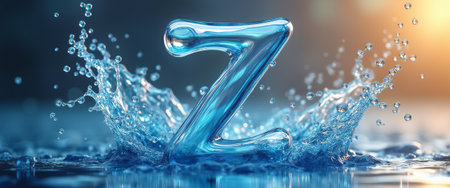 A stunning splash of crystal-clear water elegantly shapes the letter Z, creating a captivating visual effect. The interplay of light and water droplets adds a sense of motion and vitality, evoking feelings of freshness and creativity.の素材