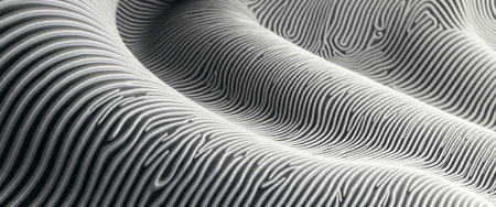A stunning close-up of flowing, undulating lines creates a mesmerizing pattern that captivates the eye. The interplay of light and shadow enhances the depth and dimension of this abstract design, evoking a sense of tranquility and fluidity.の素材
