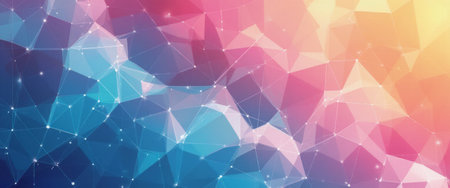 A stunning abstract design features a dynamic interplay of vibrant colors, blending shades of blue, pink, and purple in a geometric pattern. This visually captivating image evokes a sense of creativity and modernity, perfect for backgrounds or digital projects that seek to inspire and engage.の素材