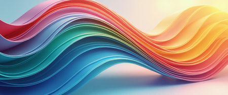 A stunning array of vibrant paper sheets undulates gracefully, creating a mesmerizing wave effect that captivates the eye. The harmonious blend of colorsâfrom deep reds to soft bluesâevokes a sense of creativity and fluidity, perfect for artistic projects or modern design themes.の素材