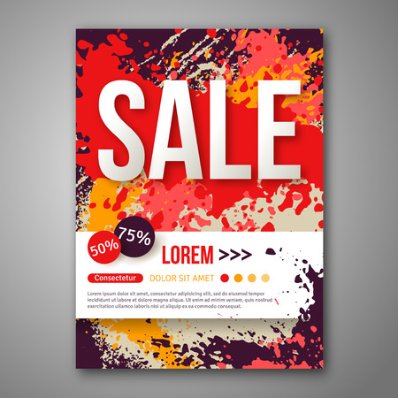 Sale Poster Template with Watercolor Paint Splash.のイラスト素材