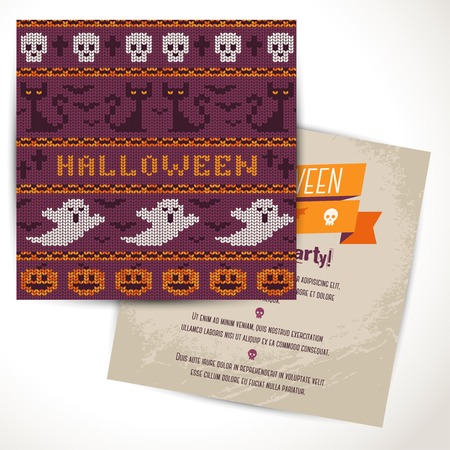 Vector illustration. Fashionable Halloween party invitation.のイラスト素材