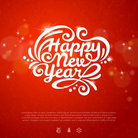 Red romantic New year background with flare lights and texture.のイラスト素材