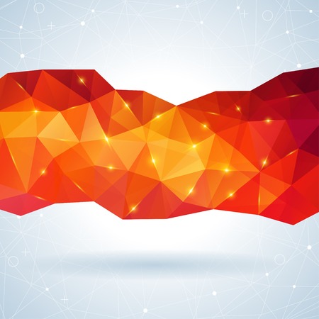 Vector illustration with plenty space for your text. Light orange abstract polygonal backdrop.  Lights, shadow. Beautiful geometric design.のイラスト素材