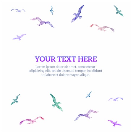 Bright background with birds, vector illustration. watercolor on wet paper.のイラスト素材