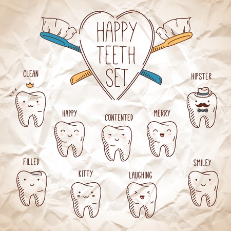 Happy teeth set. のイラスト素材