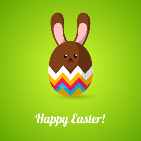 Holiday symbols. Vector illustration. Greeting card design in flat style. Rabbit hatch out.のイラスト素材