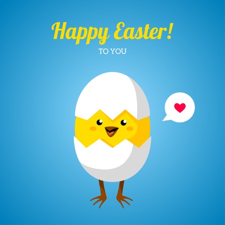 Vector illustration. Cute character. Happy Easter greeting card design.のイラスト素材