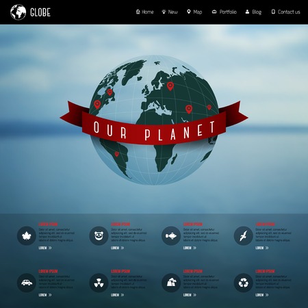 Corporate website design. Blurred background. Interface icons. Ecology, eco design.のイラスト素材