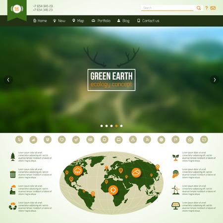 Vector blurred landscape. Nature view. Eco design with icons.のイラスト素材