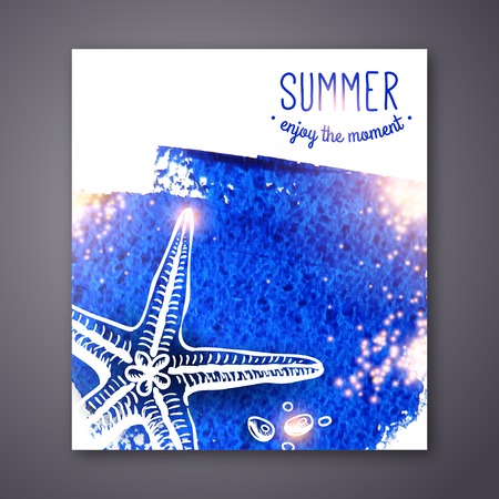 Nautical summer design. Hand drawn sketch and watercolor illustration.のイラスト素材