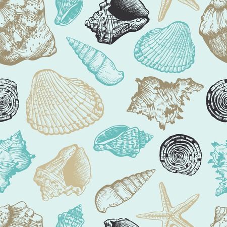 Seamless pattern with sea shells. Vector illustration.のイラスト素材