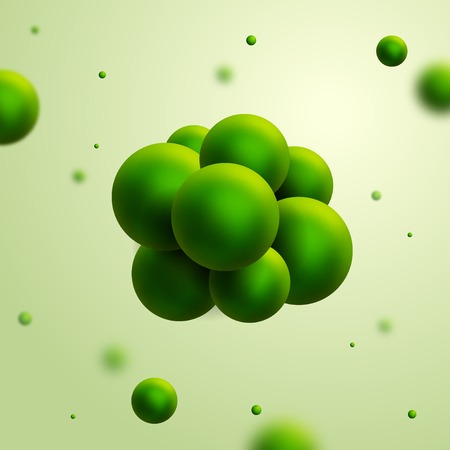 Vector illustration. Atoms. Eco-friendly abstract concept. Particles in the air.のイラスト素材
