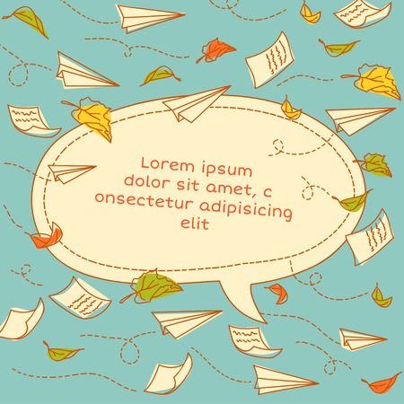 Vector frame design with paper airplanes and notebooks sheets. Back to schoolのイラスト素材