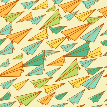 Seamless pattern with airplanes. Back to school. Vector illustrationのイラスト素材