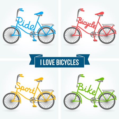 Vector illustration. Sport signs and symbols. Different forms of bike frames.のイラスト素材