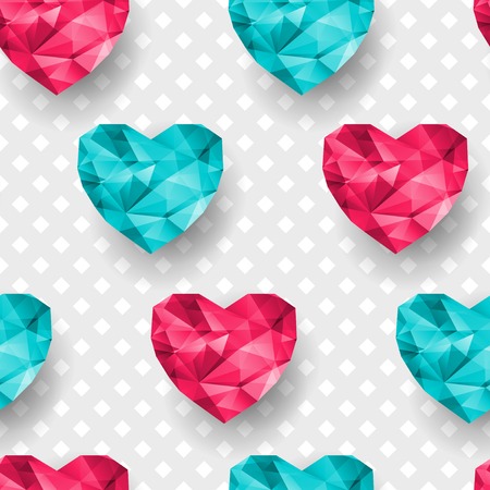 Chic vector seamless patterns tiling. Polygonal hearts