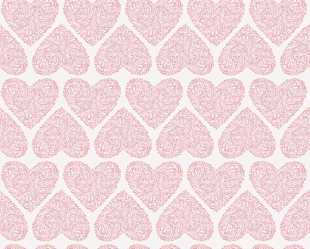 Vector illustration. Abstract floral hearts. Vintage style.