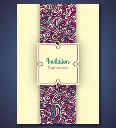 Vector illustration. Great for invitations or announcements. Pink color. Curls and dot shape.のイラスト素材