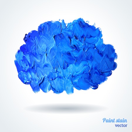 Vector illustration. Blue grunge template. Blobs, stain, paints blot. Composition for scrapbook elements. Brush strokes.のイラスト素材