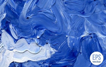 Vector illustration. Abstract backdrop. Blue water waves painted in oil.のイラスト素材