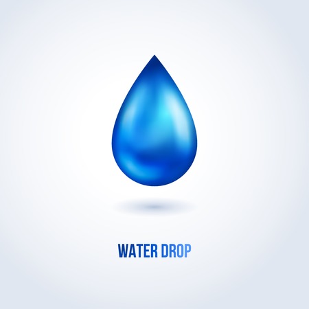Blue shiny water drop. Vector illustration. Nature web icon.のイラスト素材