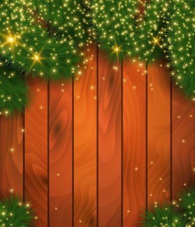 Vector illustration. Holiday backdrop. Place for your text message. Green spruce branches.のイラスト素材