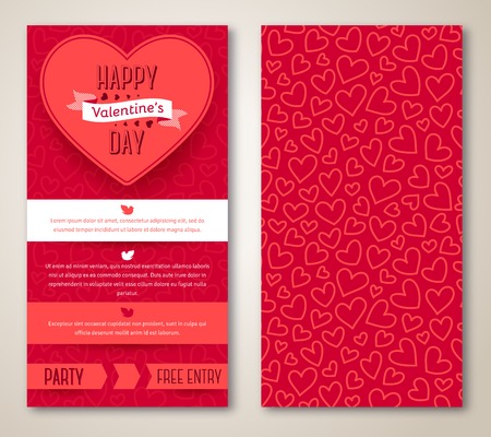 Beautiful greeting cards with heart pattern. Valentine\'s day. Vector illustration. Typographic template for your text.のイラスト素材