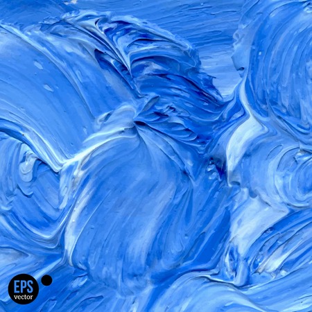 Oil painted background. Vector illustration. Abstract backdrop with blue paint strokes. Abstract hand drawn waves.のイラスト素材