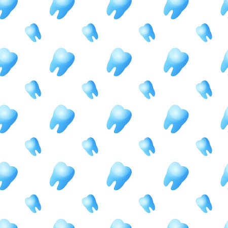 Teeth seamless pattern. Vector illustration. Blue teeth on white background.のイラスト素材