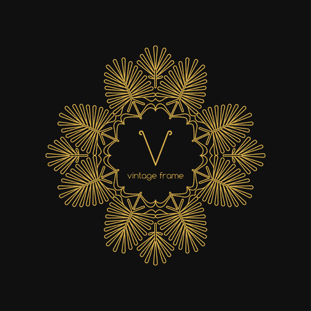 Graphic Design Templates for , Labels and Badges. Abstract Line Ornate Frames. Vector illustration.のイラスト素材