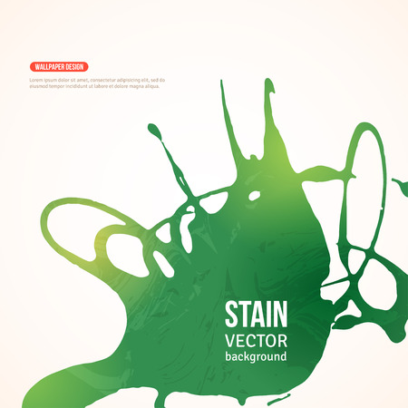Splatter Paint Banner. Vector Illustration. Green Painted Background with Acrylic Paint Splash. Ink Spot isolated on white. Abstract Banner Paints. Background for card, poster, identity designのイラスト素材