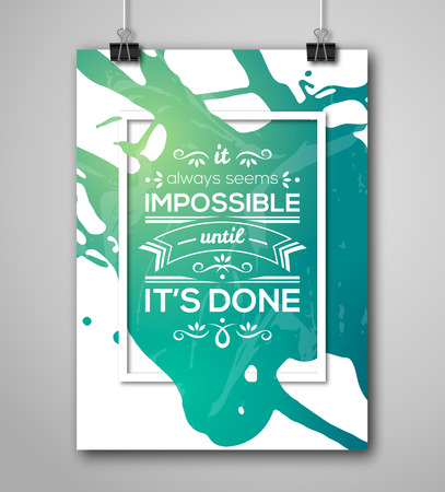 Motivational Poster Square Frame with Paint Splash. Text Lettering, Inspirational Saying about Strength. Quote Typographical Poster Template, Vector Designのイラスト素材