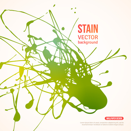 Splatter Paint Banner. Vector Illustration. Green Painted Background with Acrylic Paint Splash. Ink Spot isolated on white. Abstract Banner Paints. Ecology Background for card, poster, identity designのイラスト素材