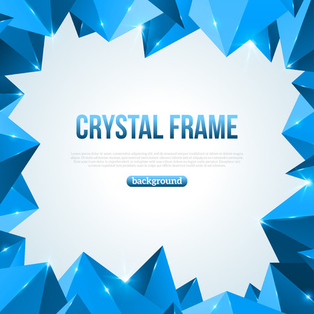 Blue abstract shining ice background. Vector illustration. Crystal frozen structure. Cold crystals frame. Polygonal backdrop with sparkles. Beautiful geometric design for business presentations.のイラスト素材