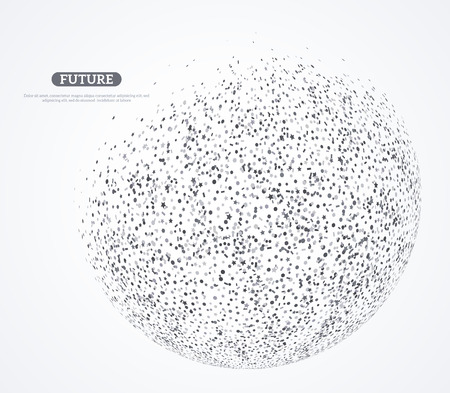 Abstract bright vector sphere. Futuristic background with pixel elements. Geometric Modern Technology Concept. Digital Data Visualization.のイラスト素材