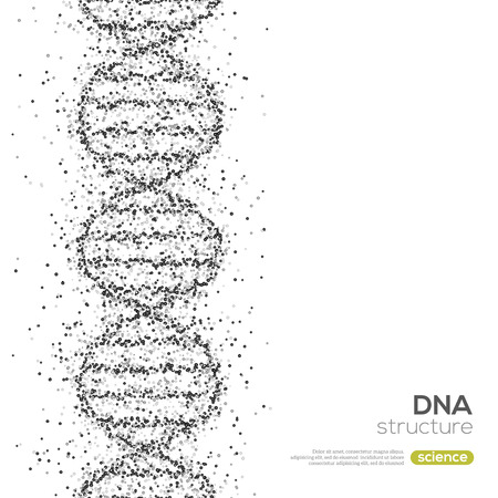 Black DNA Spirals with Small Particles Isolated on White Science and Medical Research Concept. Molecular Structureのイラスト素材