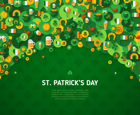 St. Patricks Day Background with Circle Flat Iconsのイラスト素材