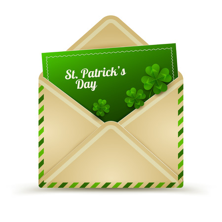 Saint Patricks Day Envelope with Letterのイラスト素材