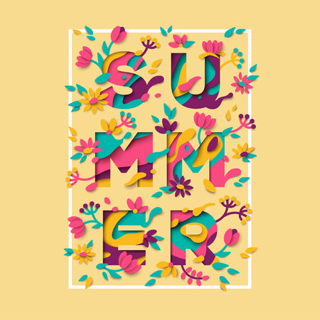 Summer typography design with square frameのイラスト素材