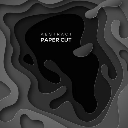 3D abstract background with black paper cut shape.のイラスト素材
