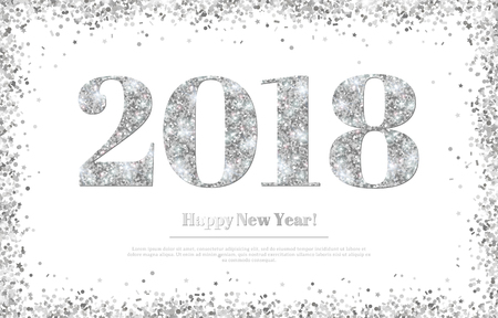 Happy New Year 2018 Silver Numbersのイラスト素材