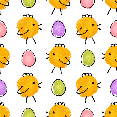 Seamless pattern with chicken and eggsのイラスト素材
