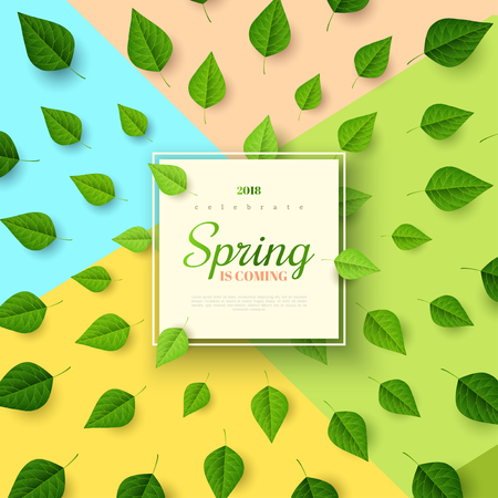 Spring background with green leavesのイラスト素材